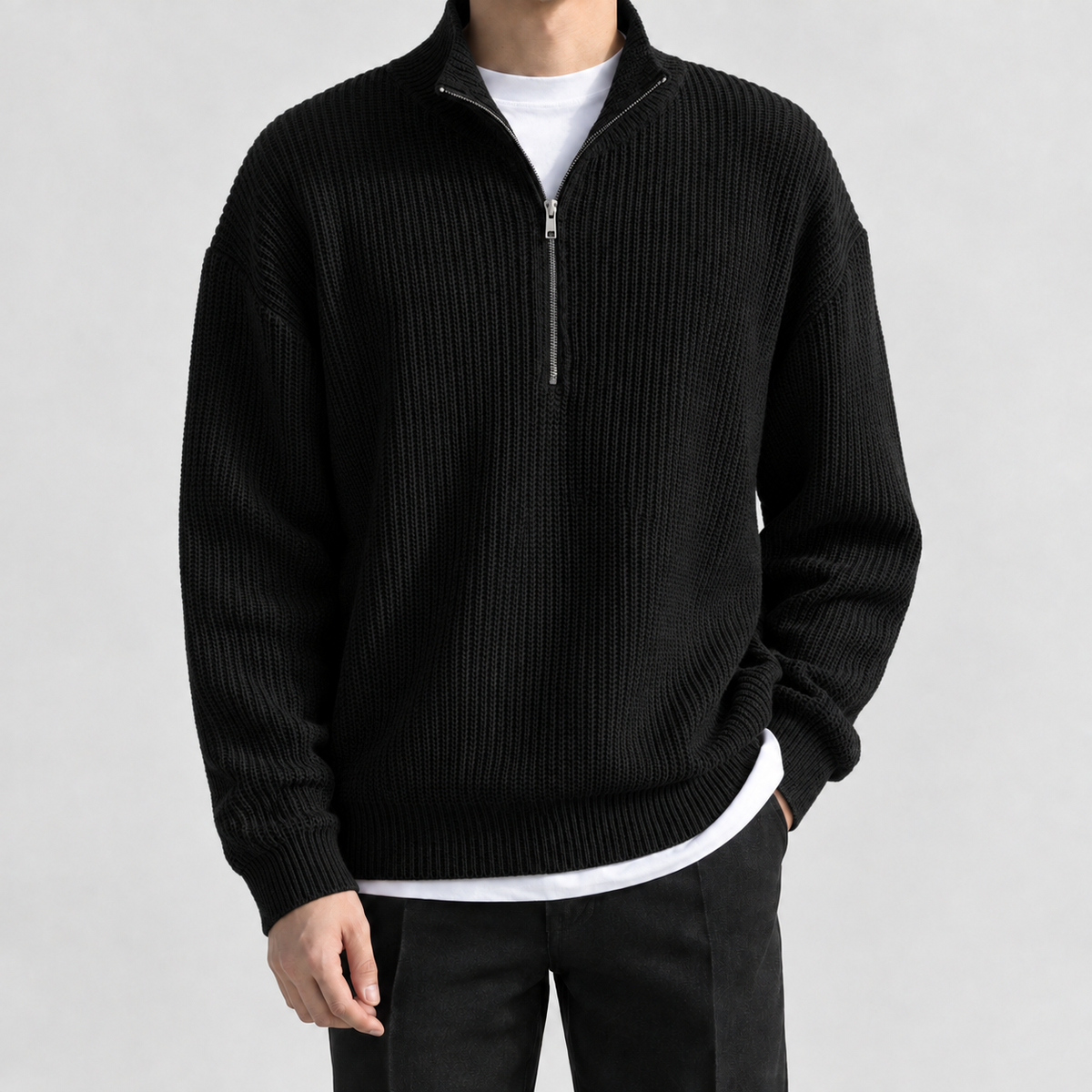 Igor Half Zip Sweater - Black