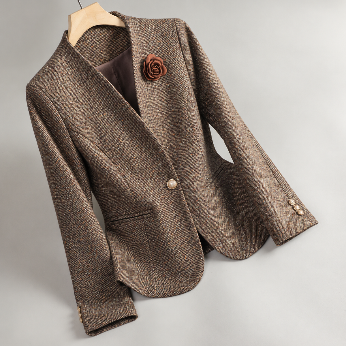 Gisella Wool Blazer - Brown Corsage