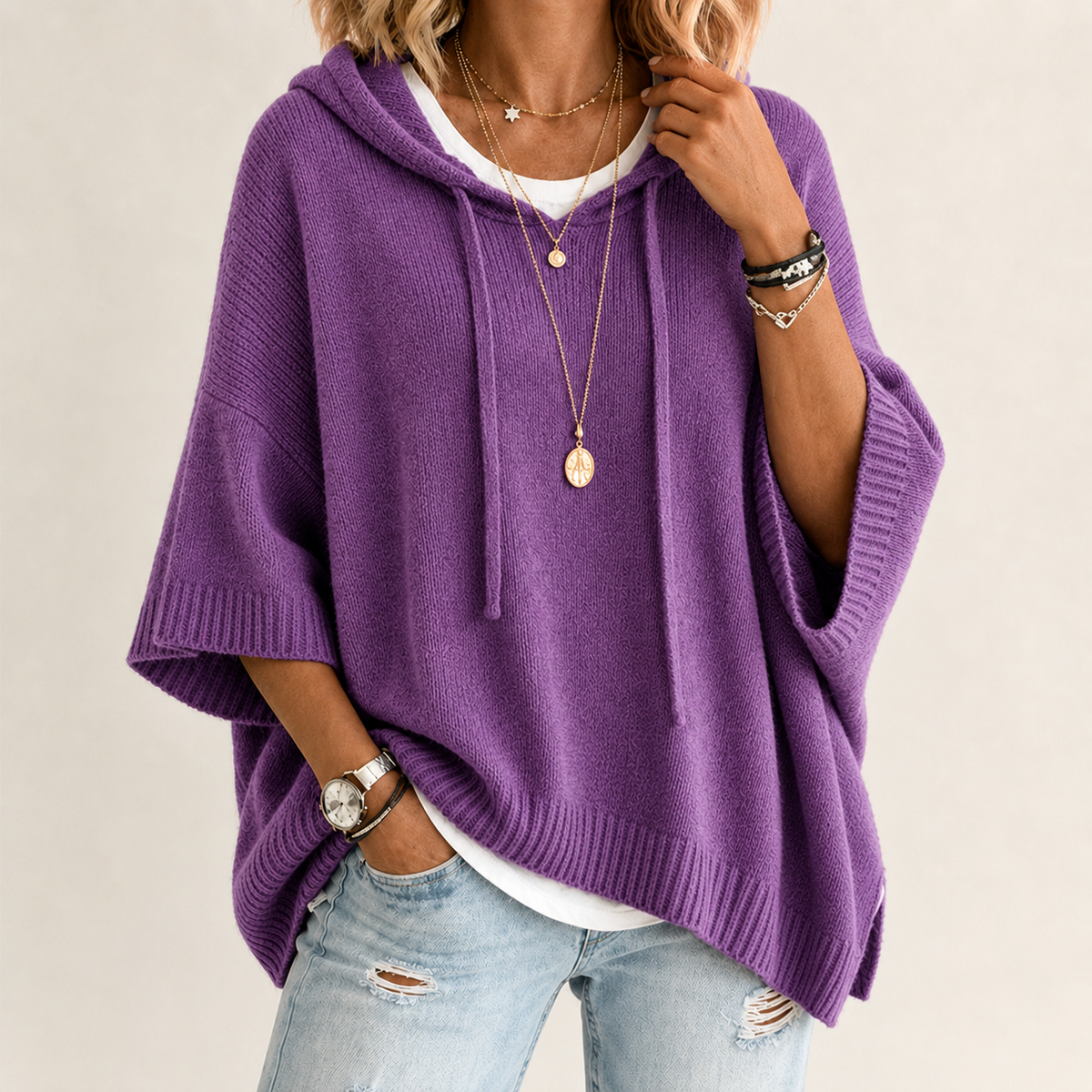 Cadence Hooded Sweater - Purple
