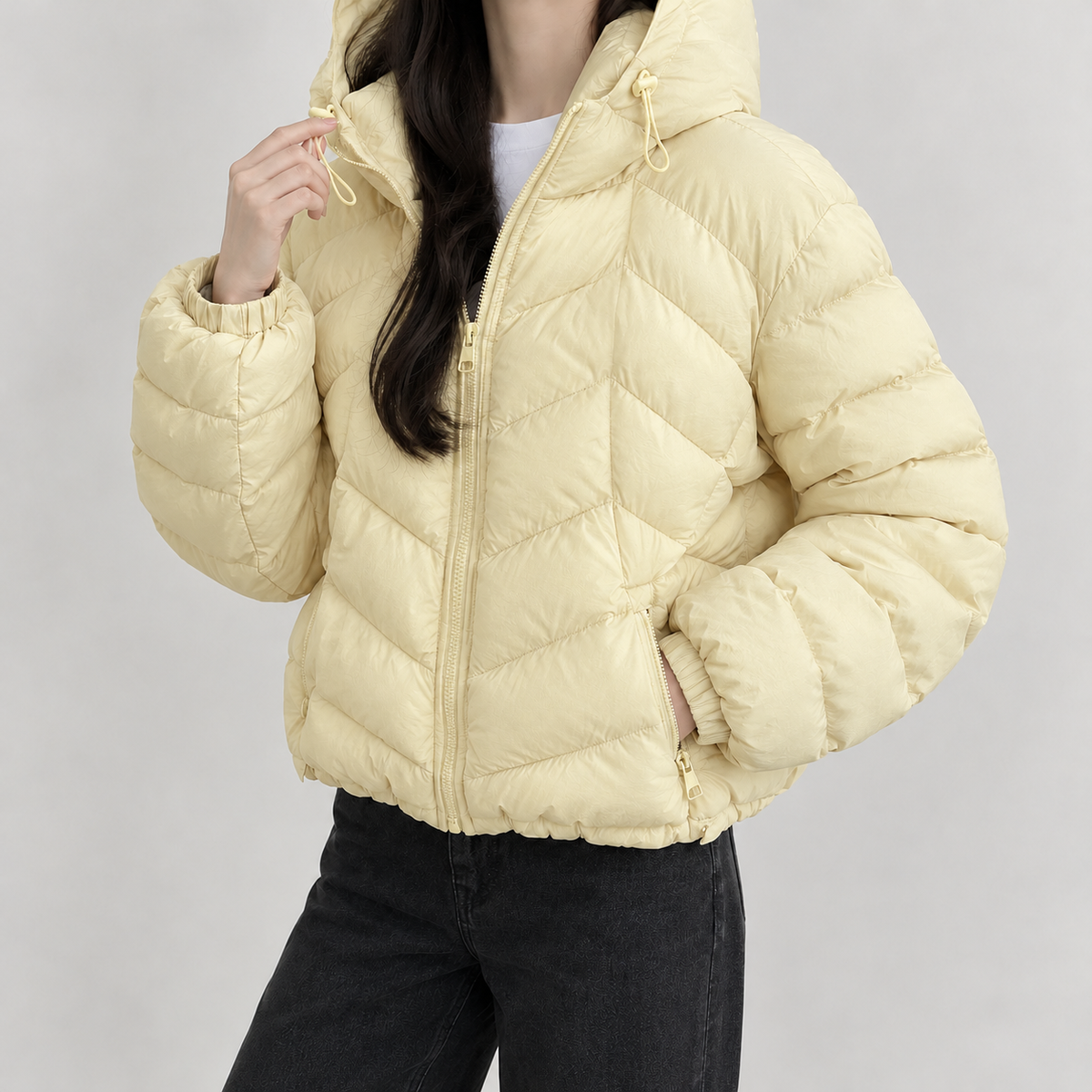 Kristiane Hooded Puffer Jacket - Yellow