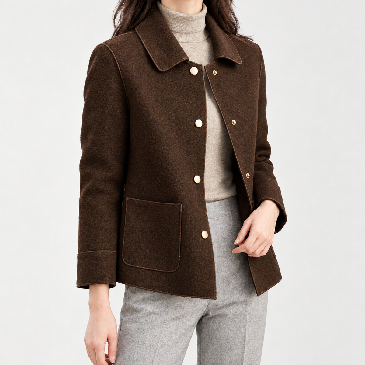 Julie Snap Front Jacket - Coffee