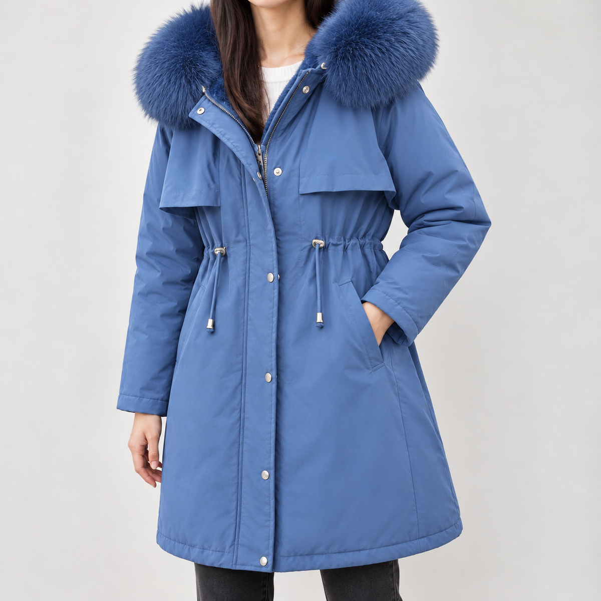 Annesofie Fur Lined Jacket - Haze Blue