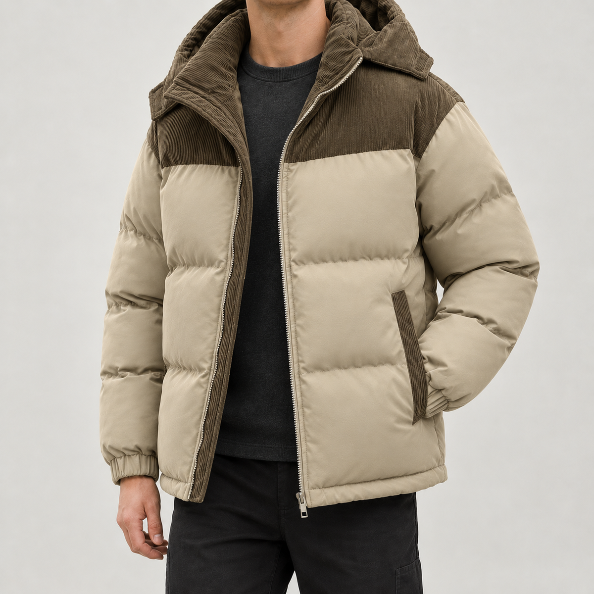 Aasmund Corduroy Puffer Jacket - Khaki