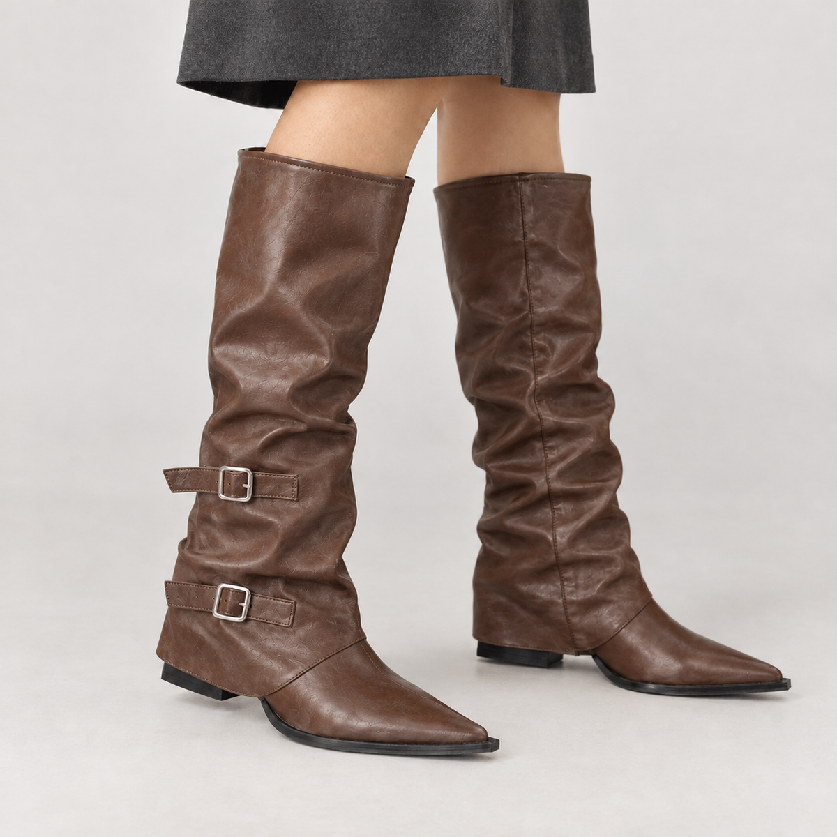 Carolina Buckle Boots - Brown