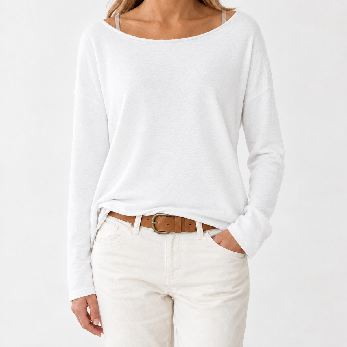 Federica Boat Neck Top - White