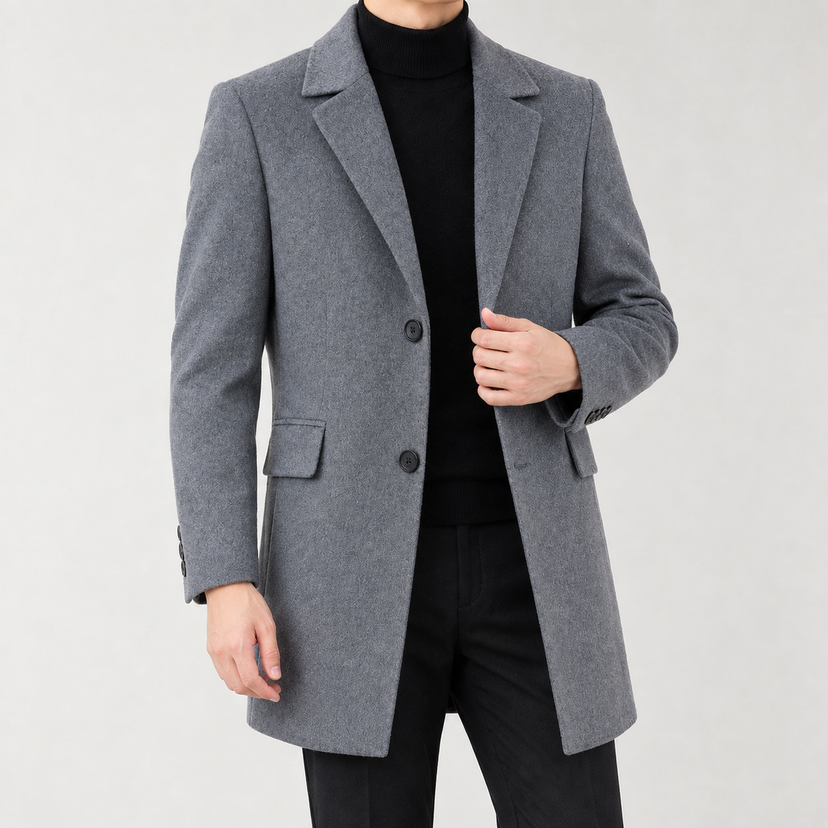 Rodolphe Single-Breasted Overcoat - Gray