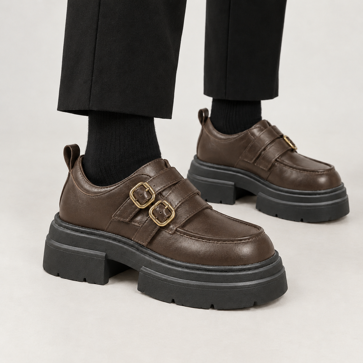 Domenica Double Monk Shoes - Light Brown