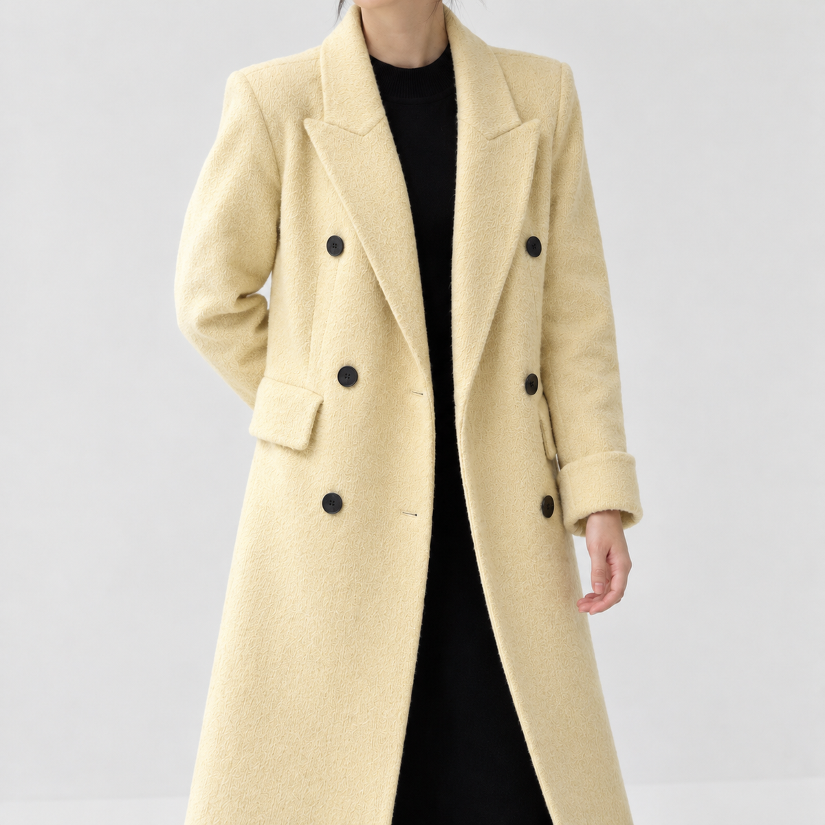 Aud Double Breasted Coat - Yellow