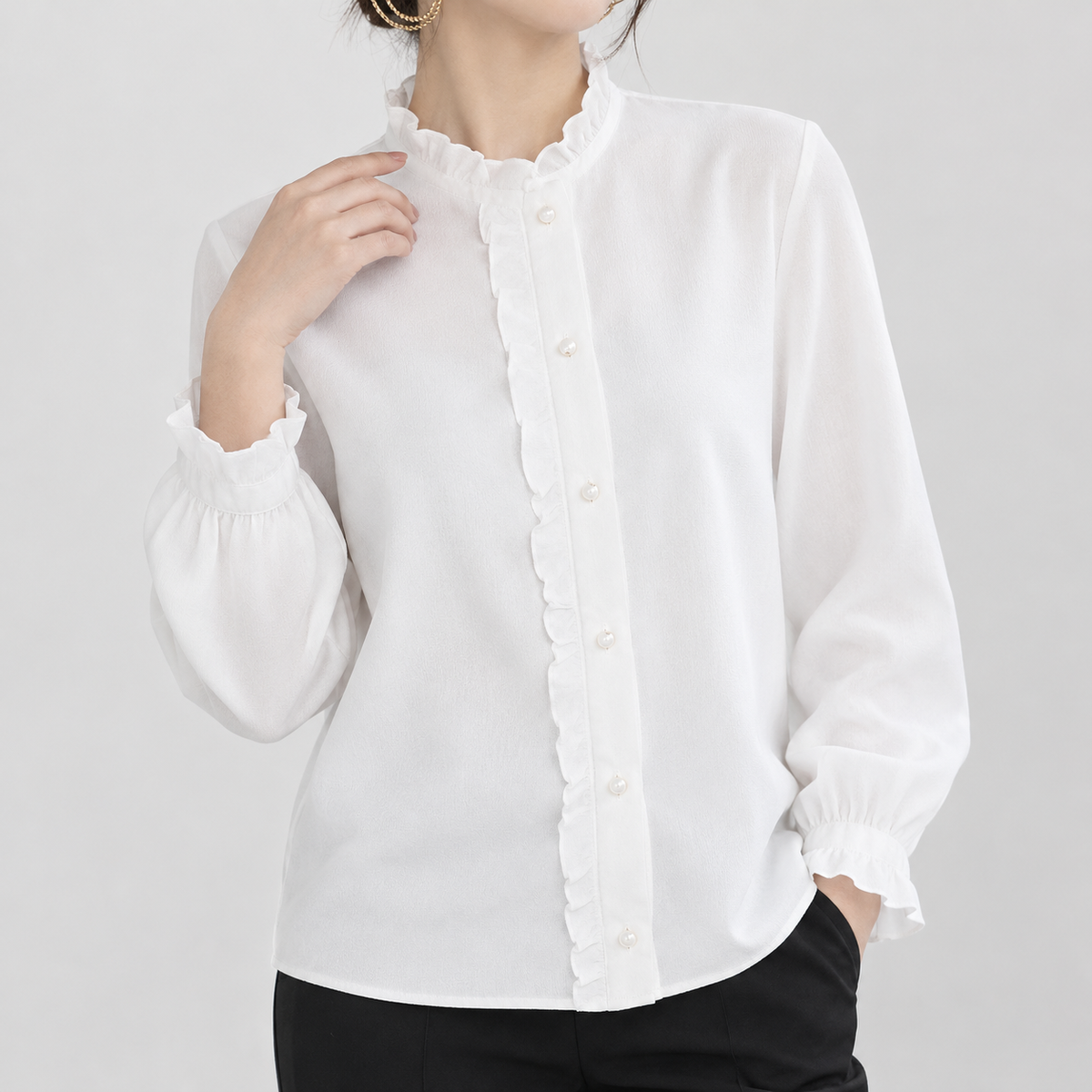 Barbro Ruffle Collar Blouse - Off White