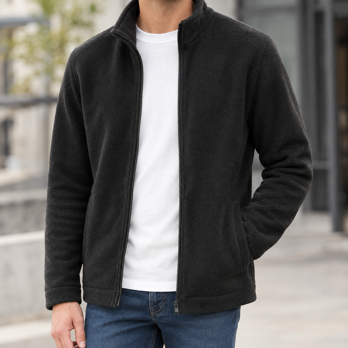 Geoffrey Fleece Jacket - Black