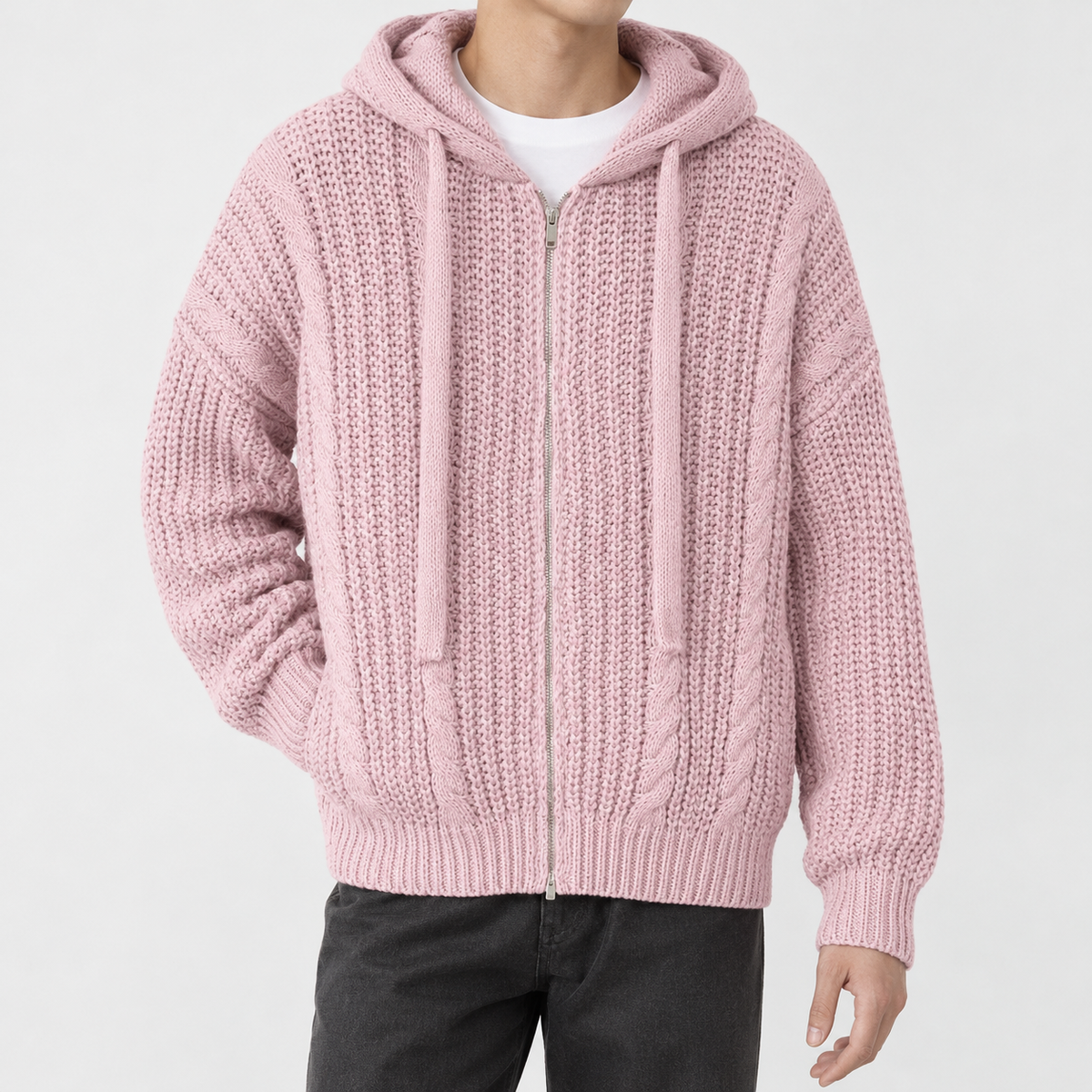 Zeno Cable Knit Jacket - Pink