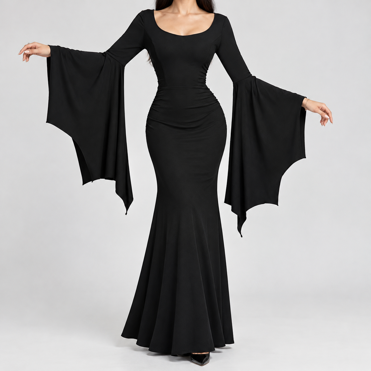 Aoife Fishtail Dress - Black