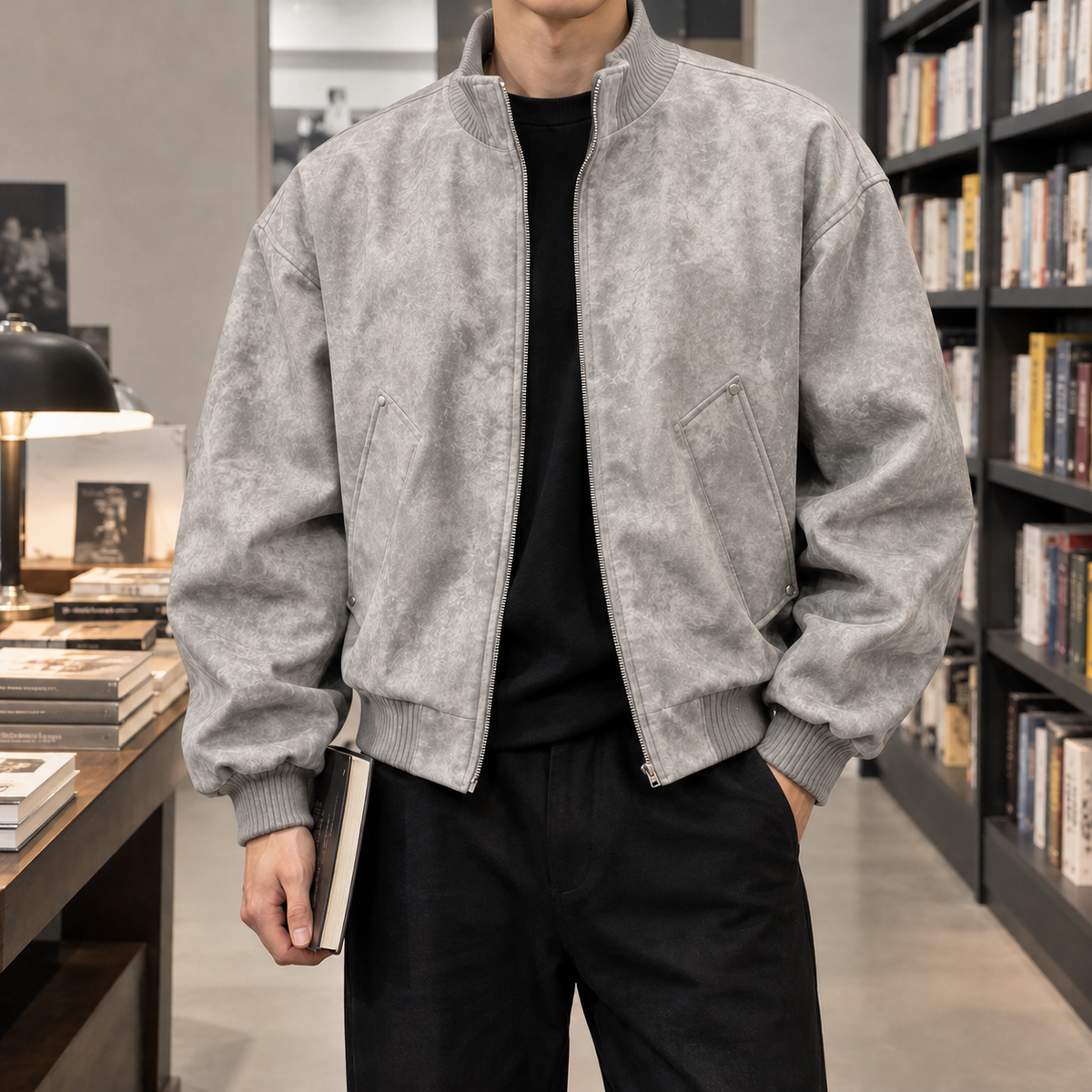 Arturo Stand Collar Jacket - Gray
