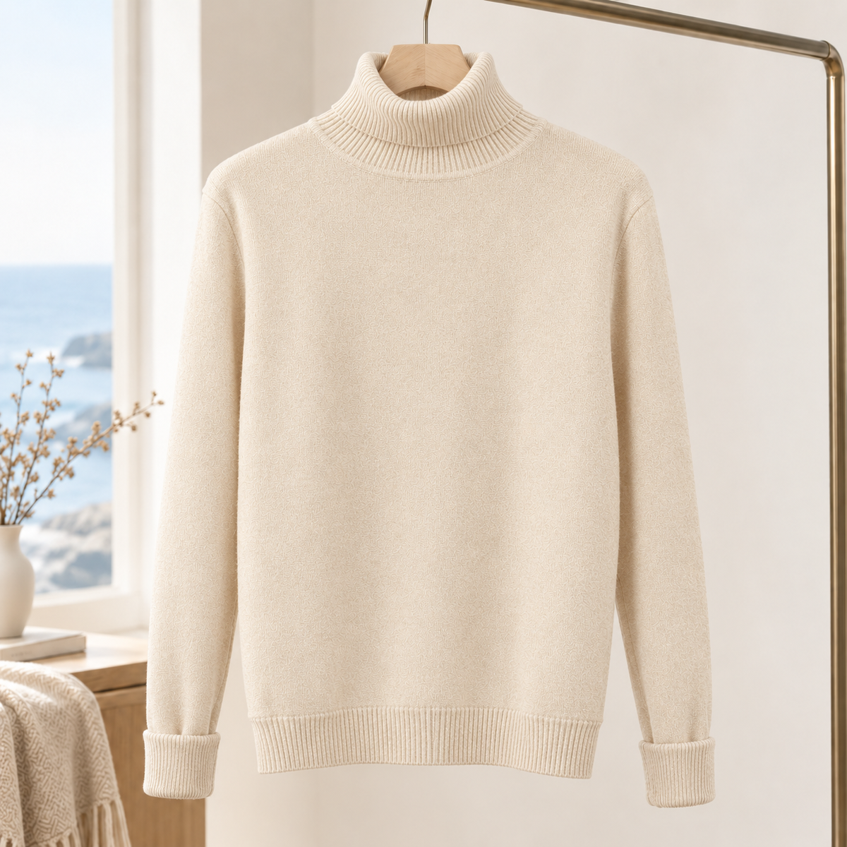 Emilio Turtleneck Sweater - Apricot High Collar