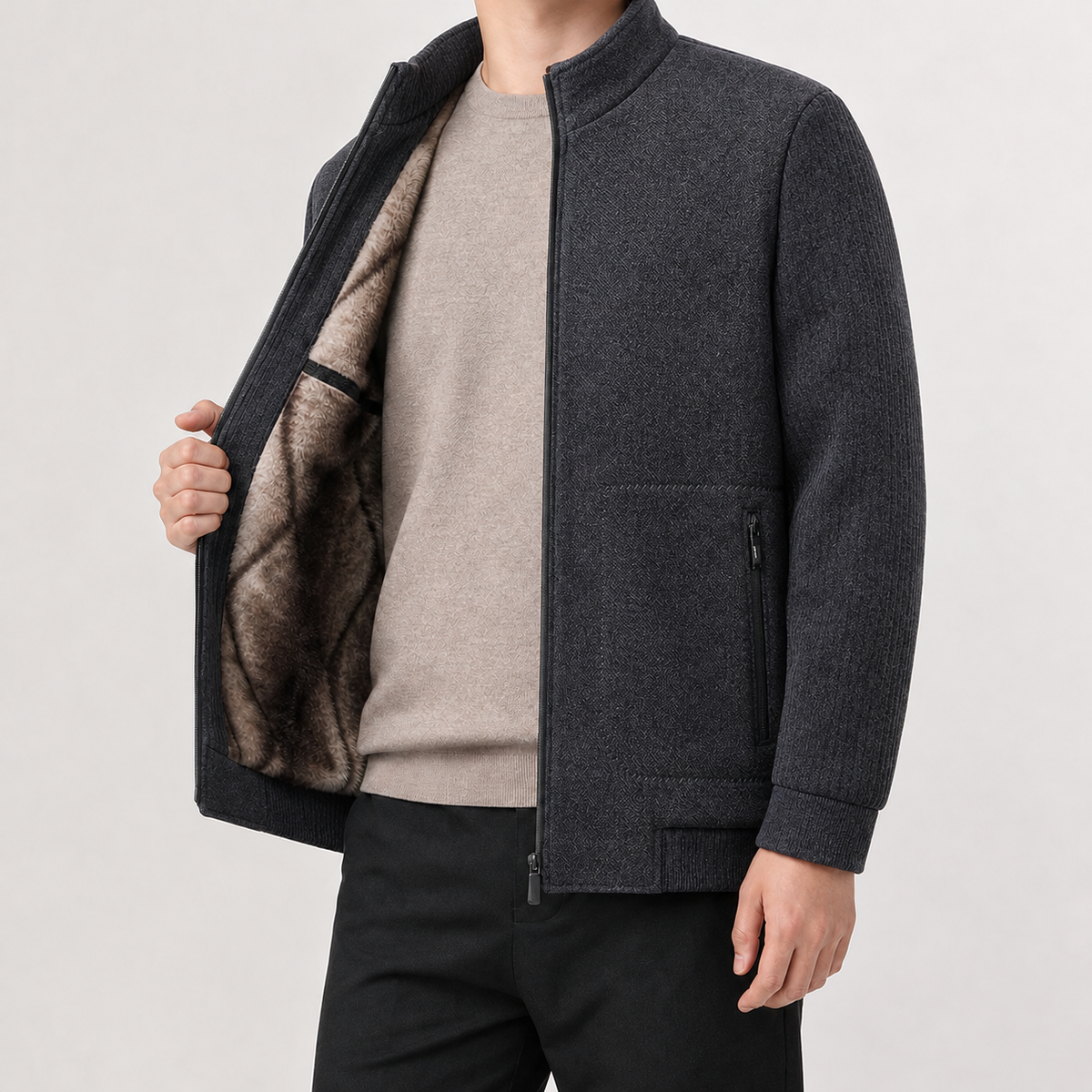 Andre Plush Lined Jacket - Space Gray