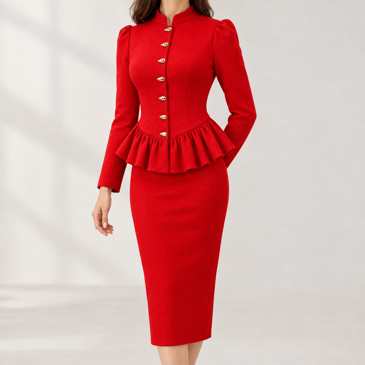 Smeralda Peplum Set - Red
