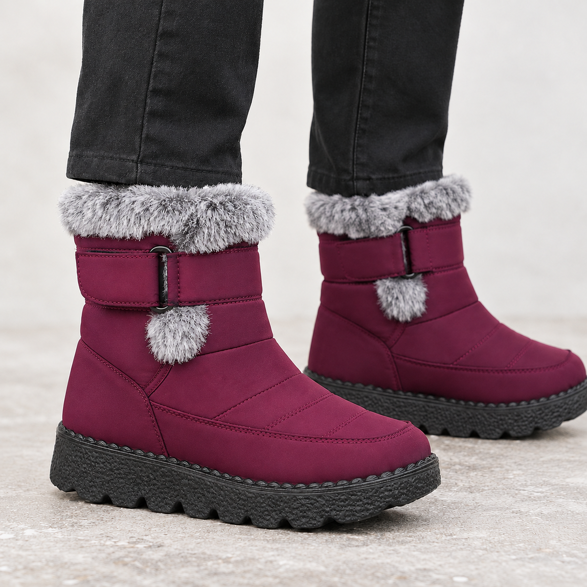 Bartolo Plush Lined Snow Boots - Purple Red