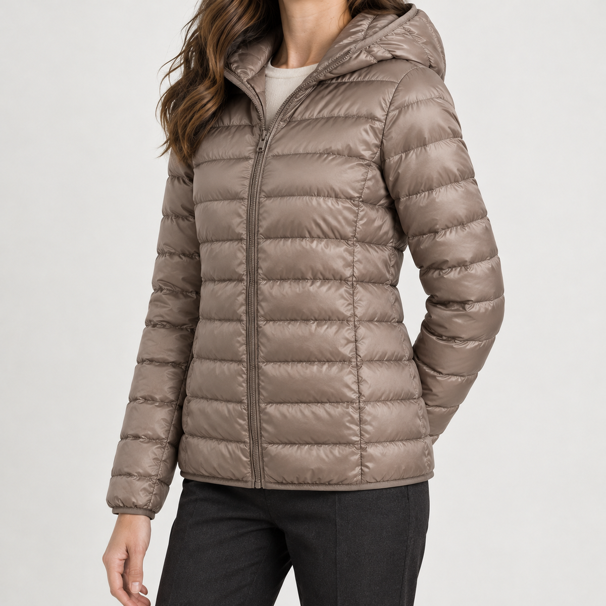 Louisa Hooded Puffer Jacket - Khaki