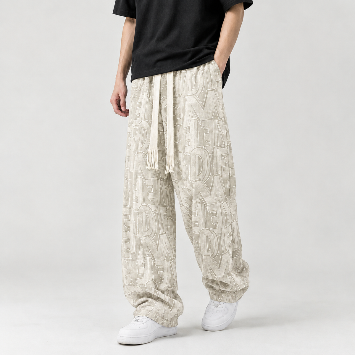 Folke Letter Print Pants - Apricot