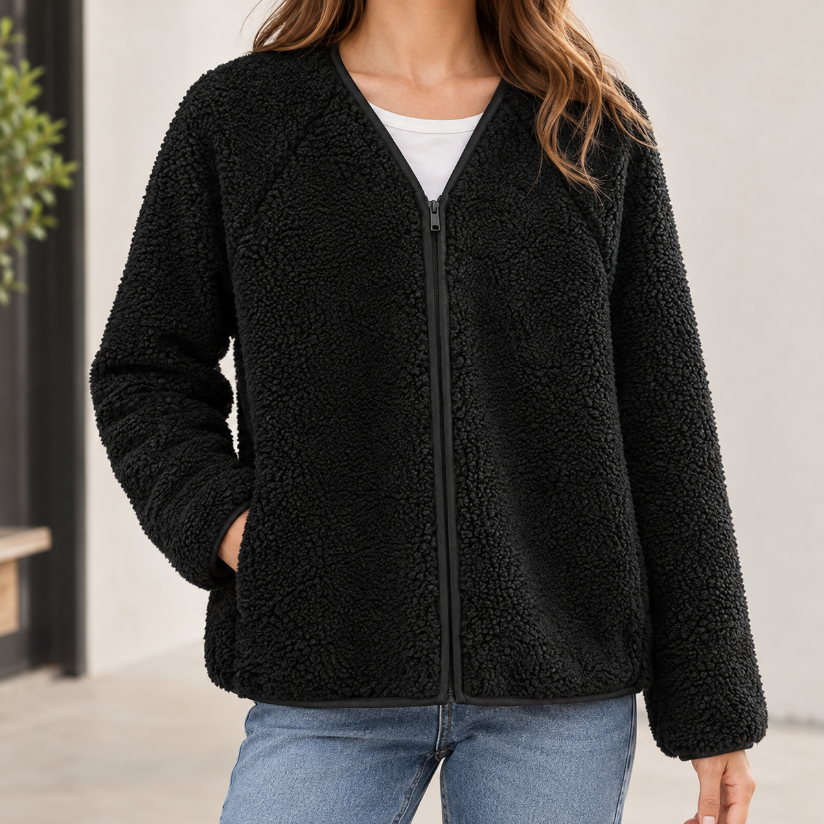 Evangeline Fleece Jacket - Black