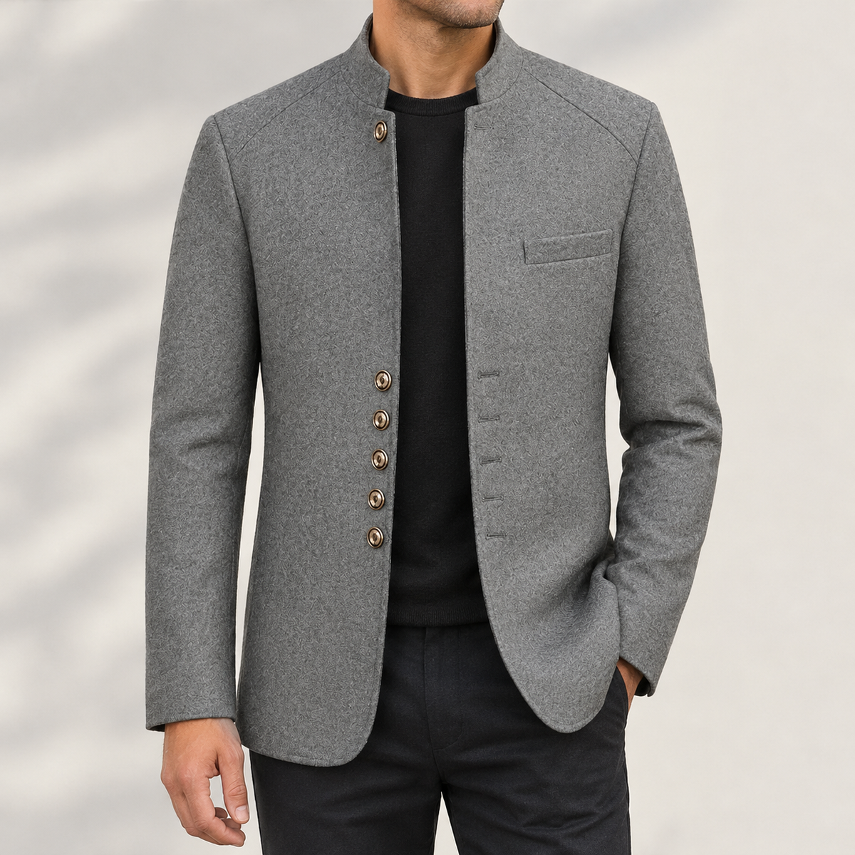 Brynjar Stand Collar Jacket - Light Gray