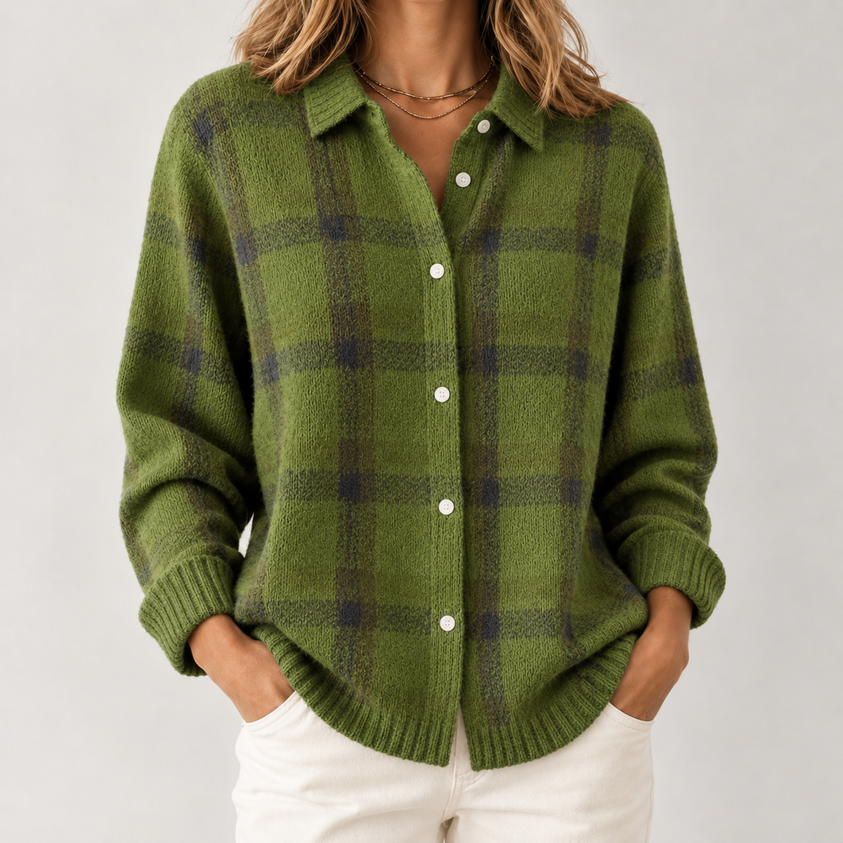 Emmeli Plaid Sweater - Green