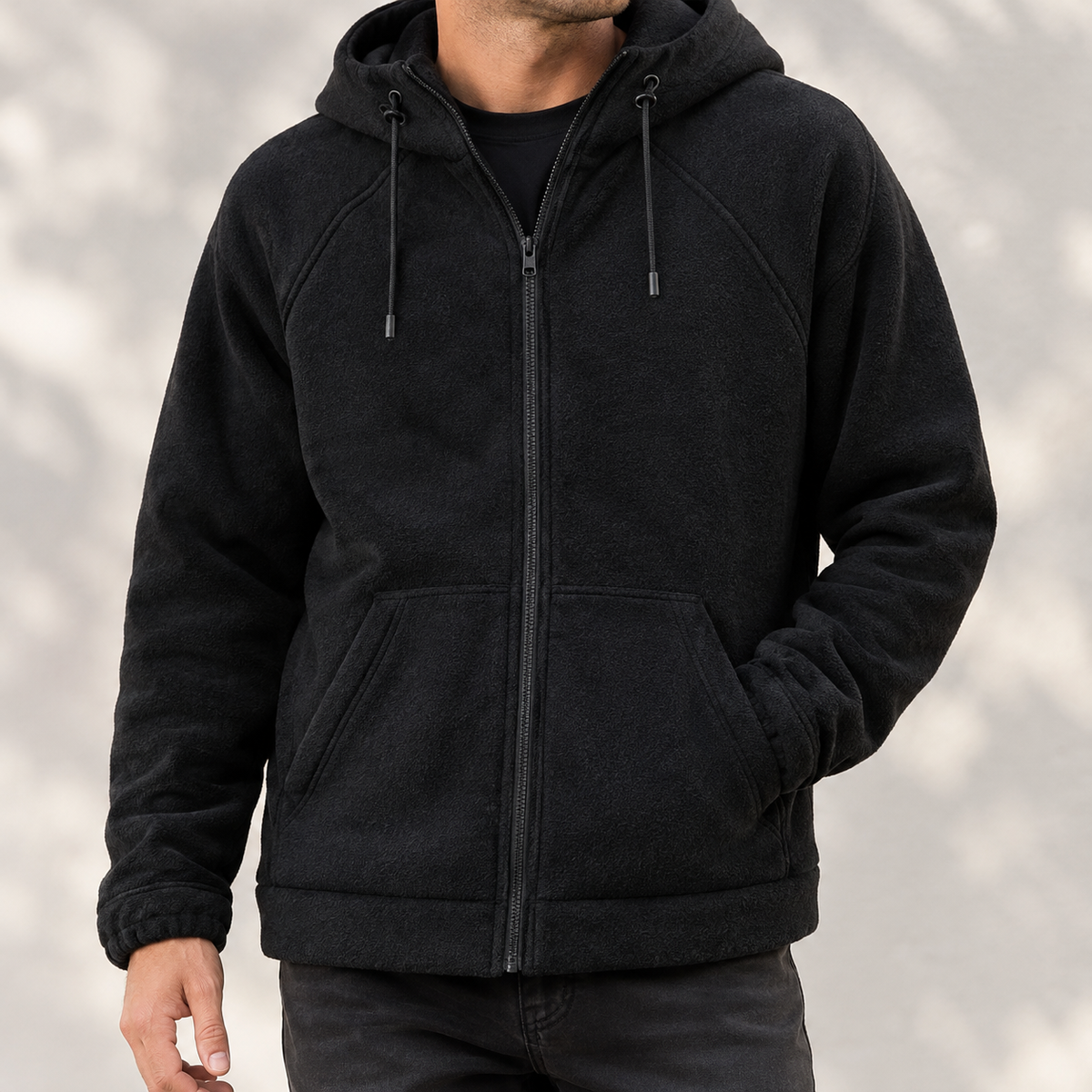 Hans Hooded Fleece Jacket - Black