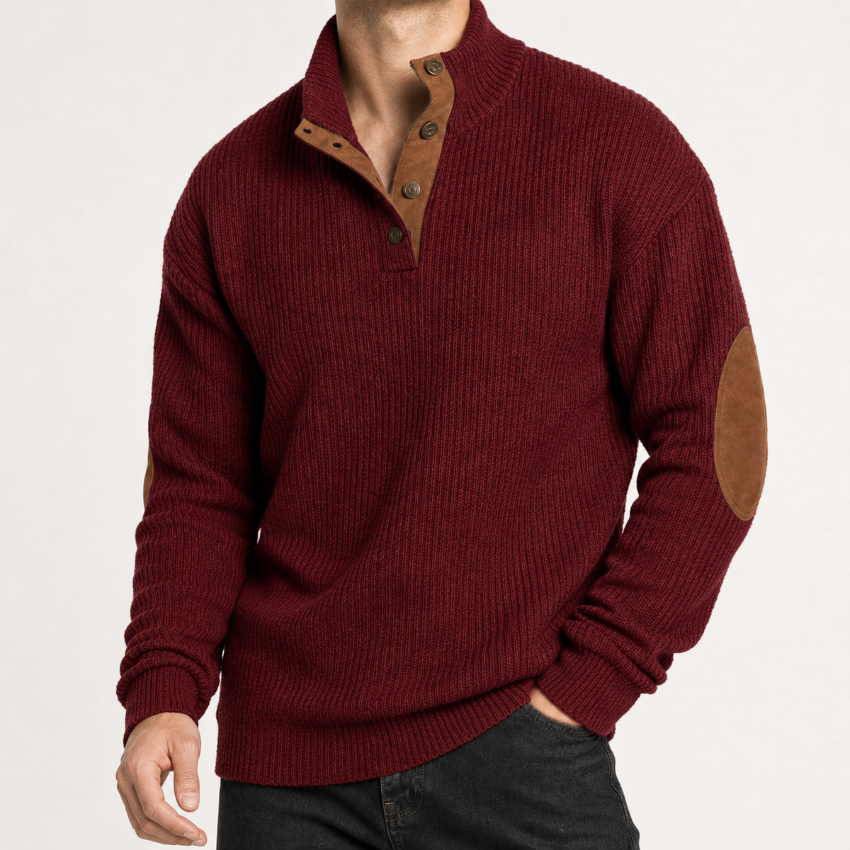 Carter Ribbed Sweater - Wine Red