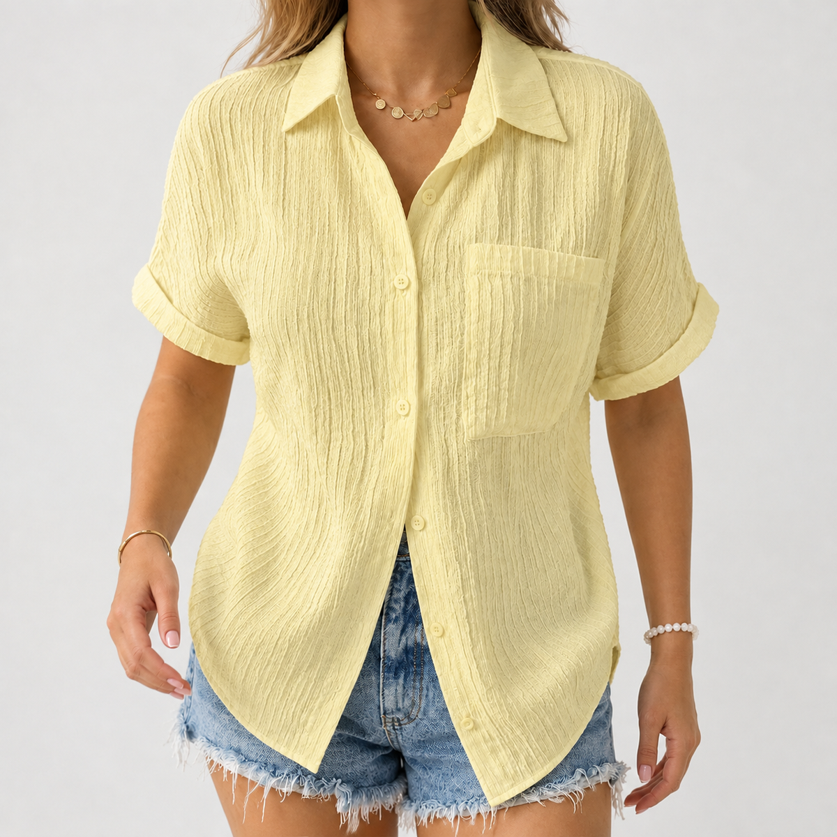 Celestina Crinkle Shirt - Yellow