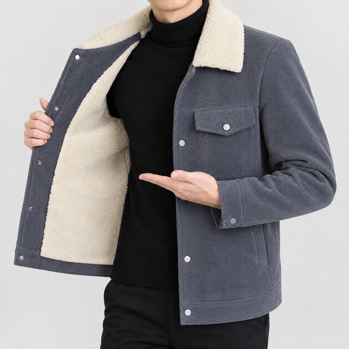 Nelson Sherpa Collar Jacket - Gray