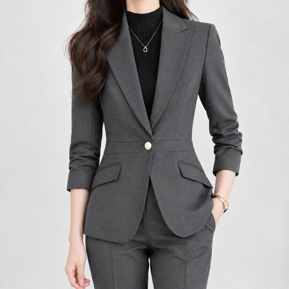 Goretti Single Button Blazer - Gray