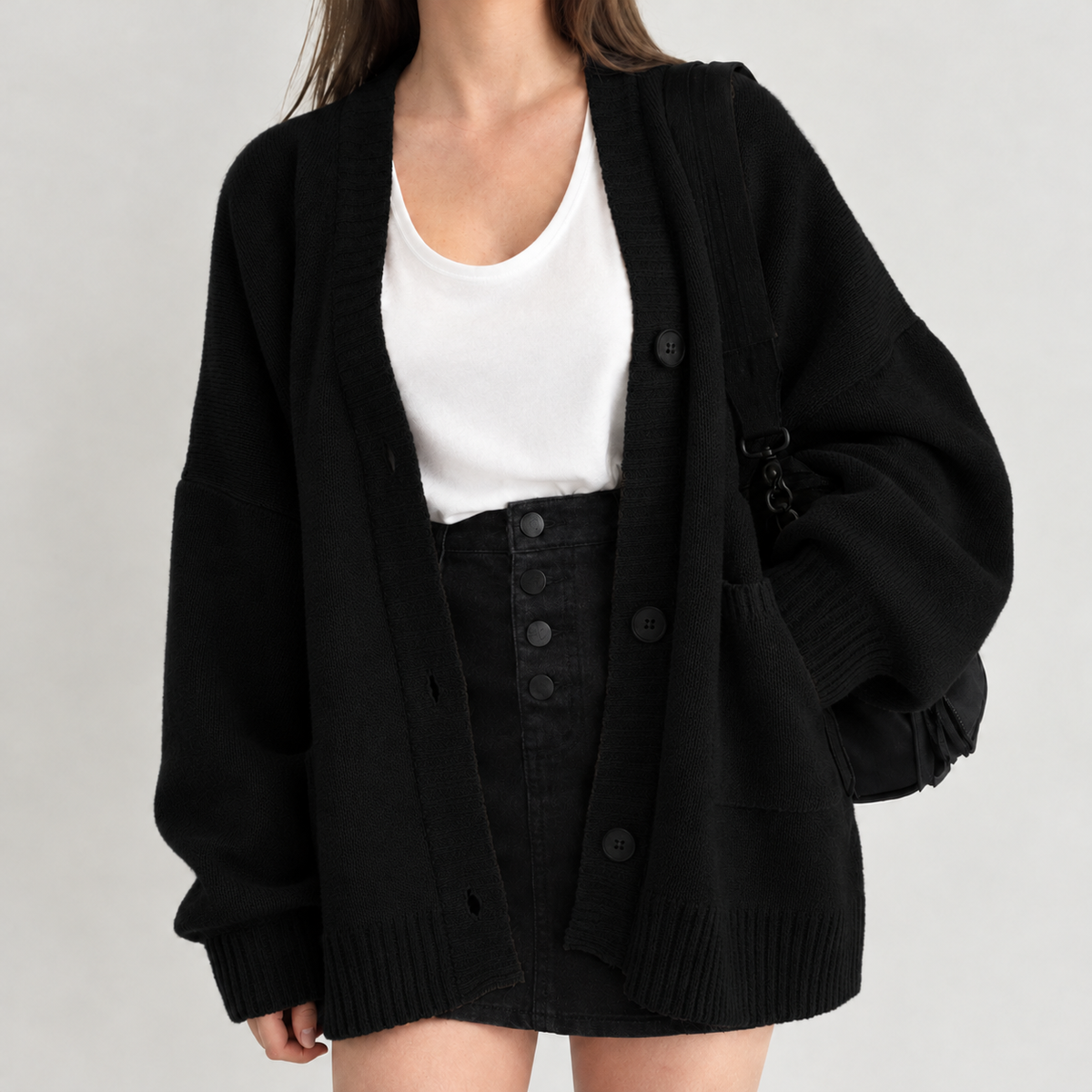 Enid Oversized Cardigan - Black