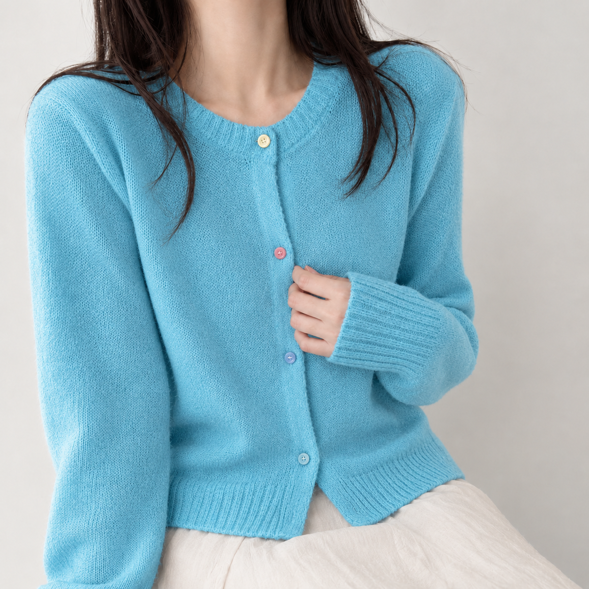Katharina Cashmere Cardigan - Beautiful Lake Blue