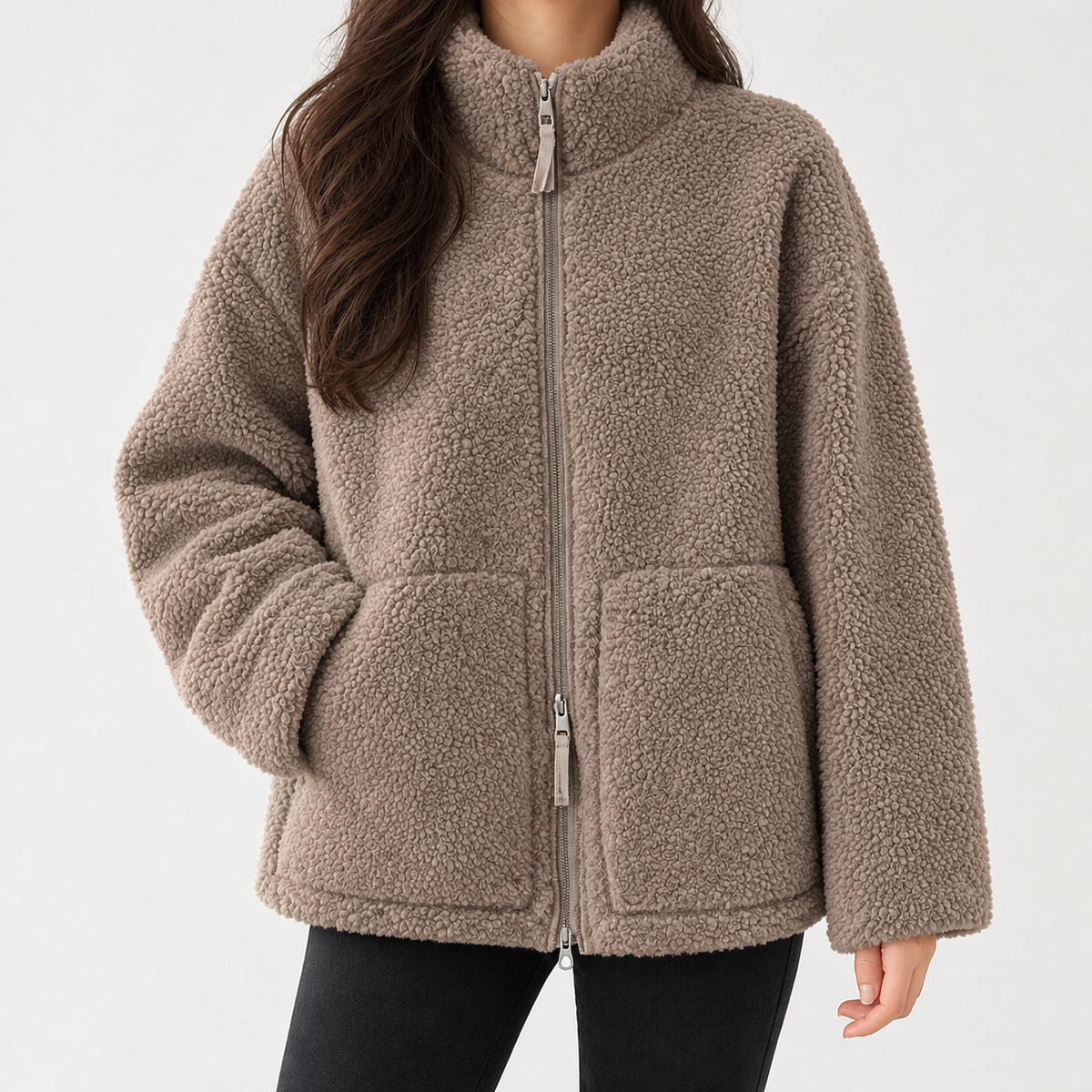 Vilma Teddy Zip Jacket - Brown