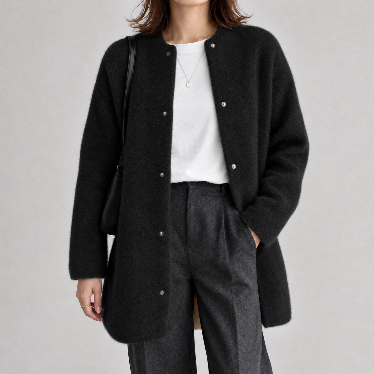 Valentina Brushed Cardigan - Black
