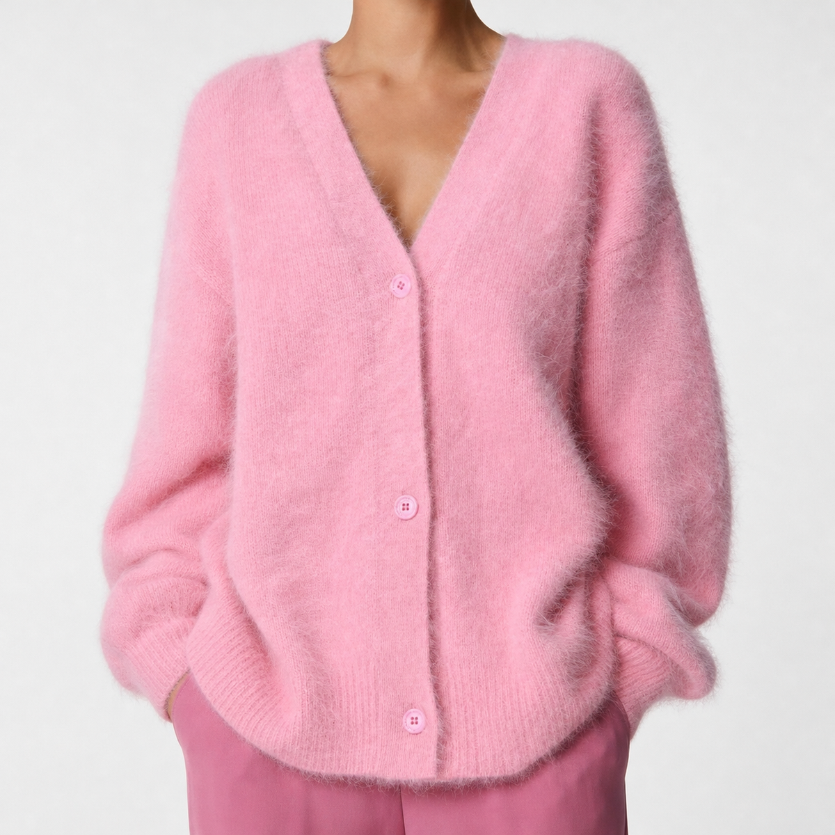 Armida V Neck Cardigan - Pink