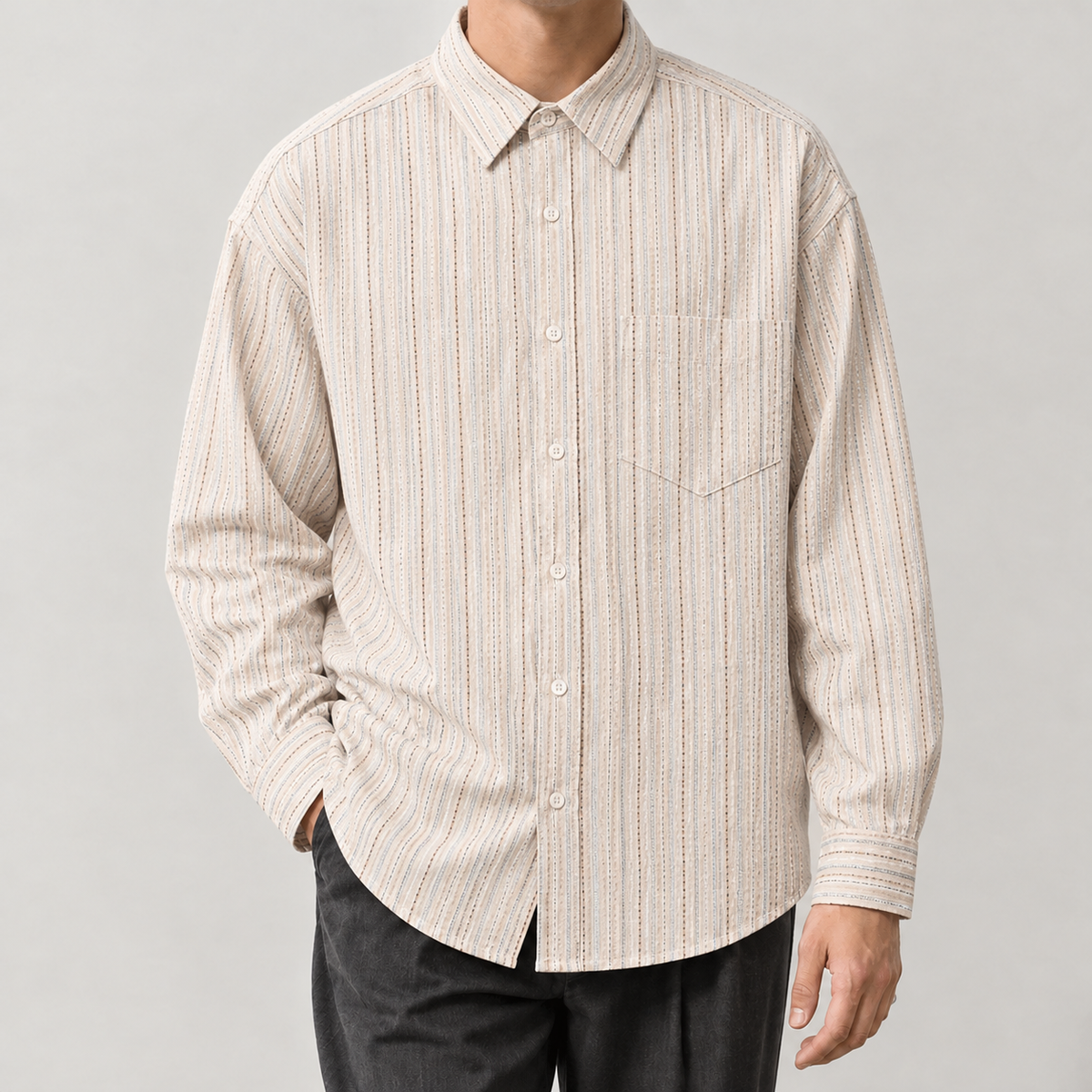 Ferran Striped Shirt - Apricot