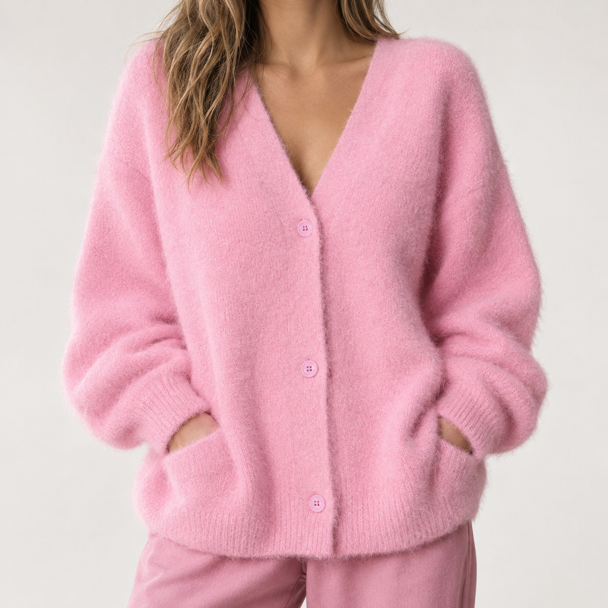 Armida V Neck Cardigan - Pink