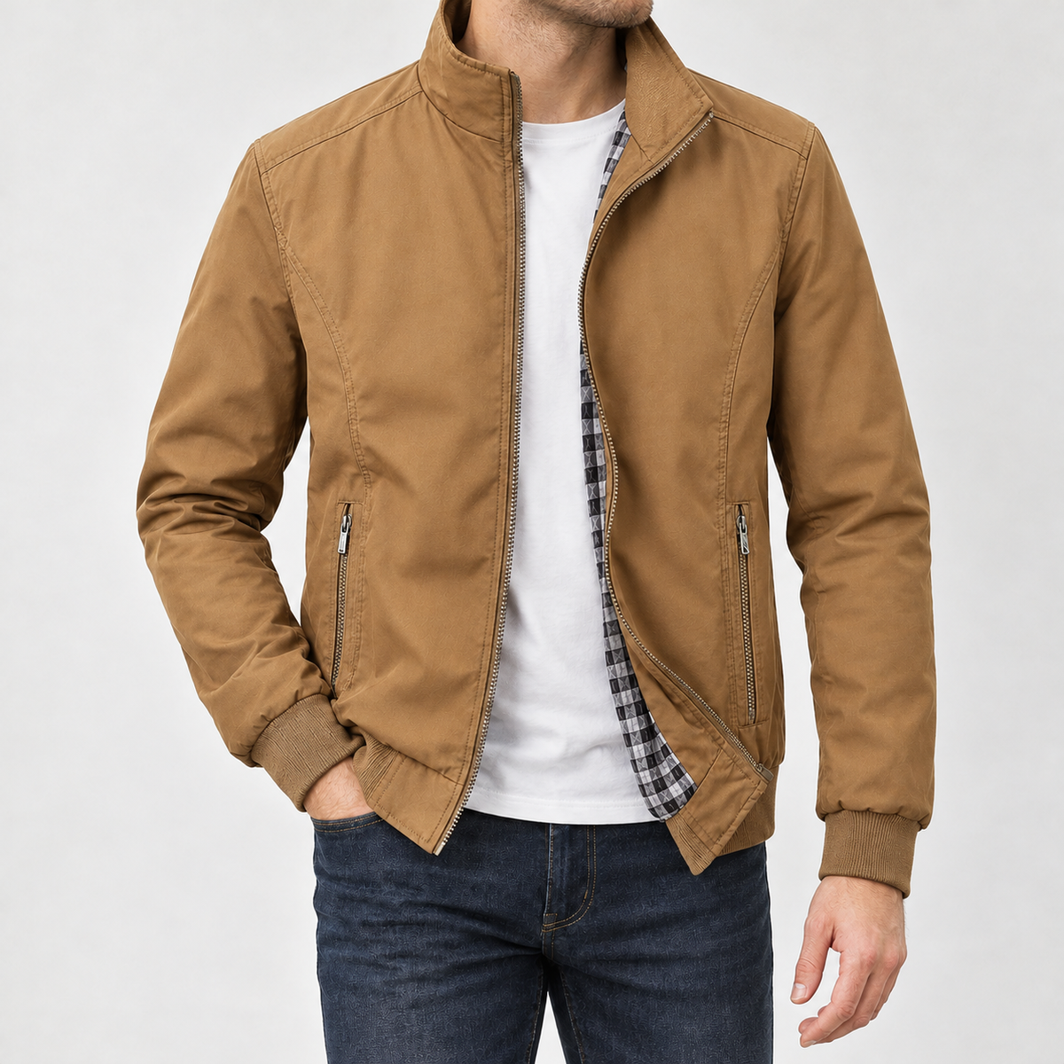 Ingimundur Stand Collar Jacket - Khaki