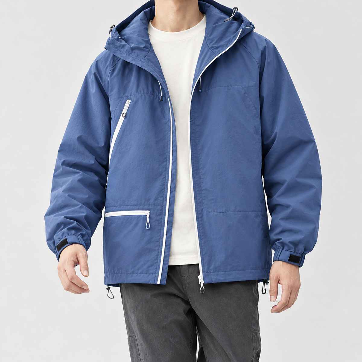 Tobias Contrast Zip Jacket - Denim Blue
