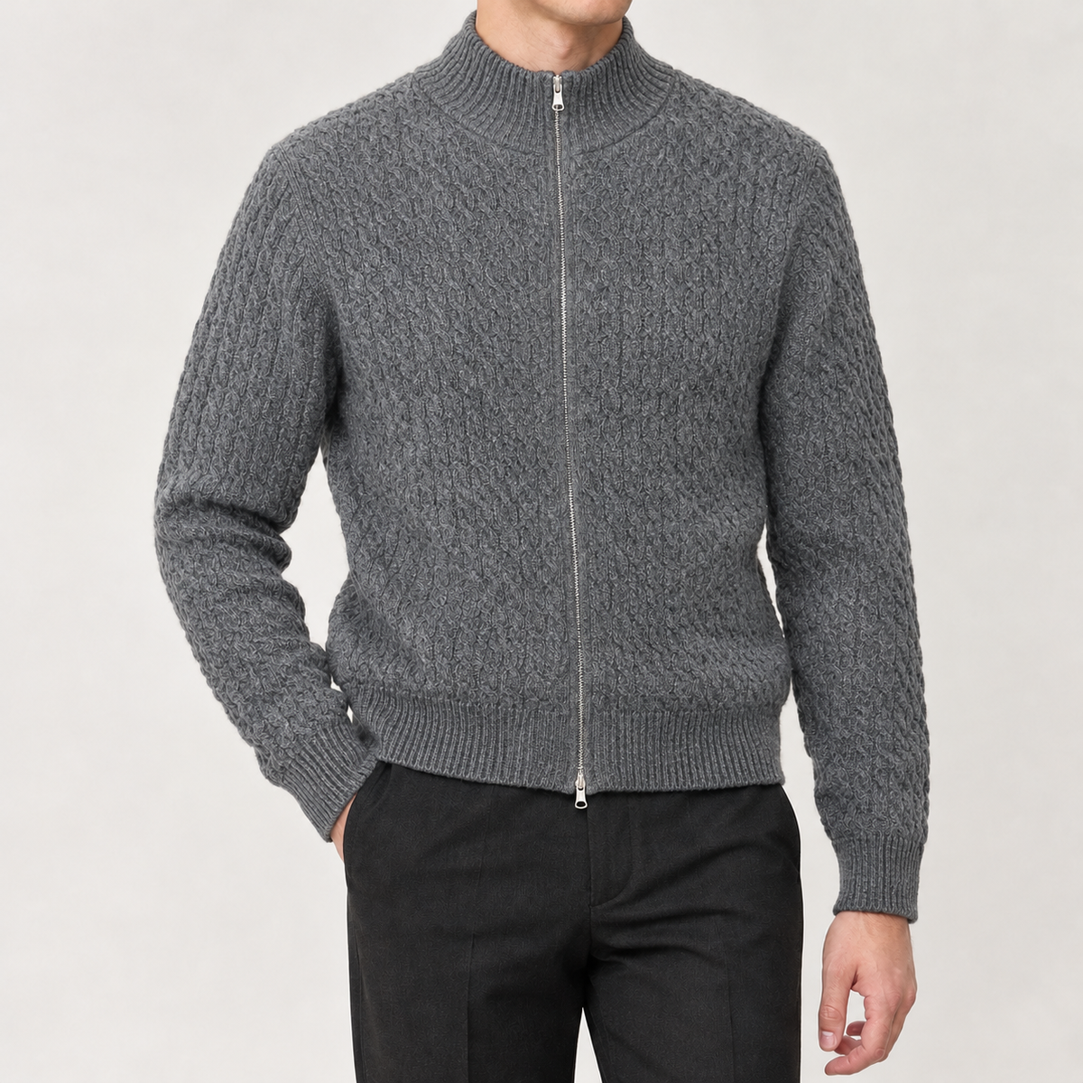 Arnt Cable Knit Sweater - Gray