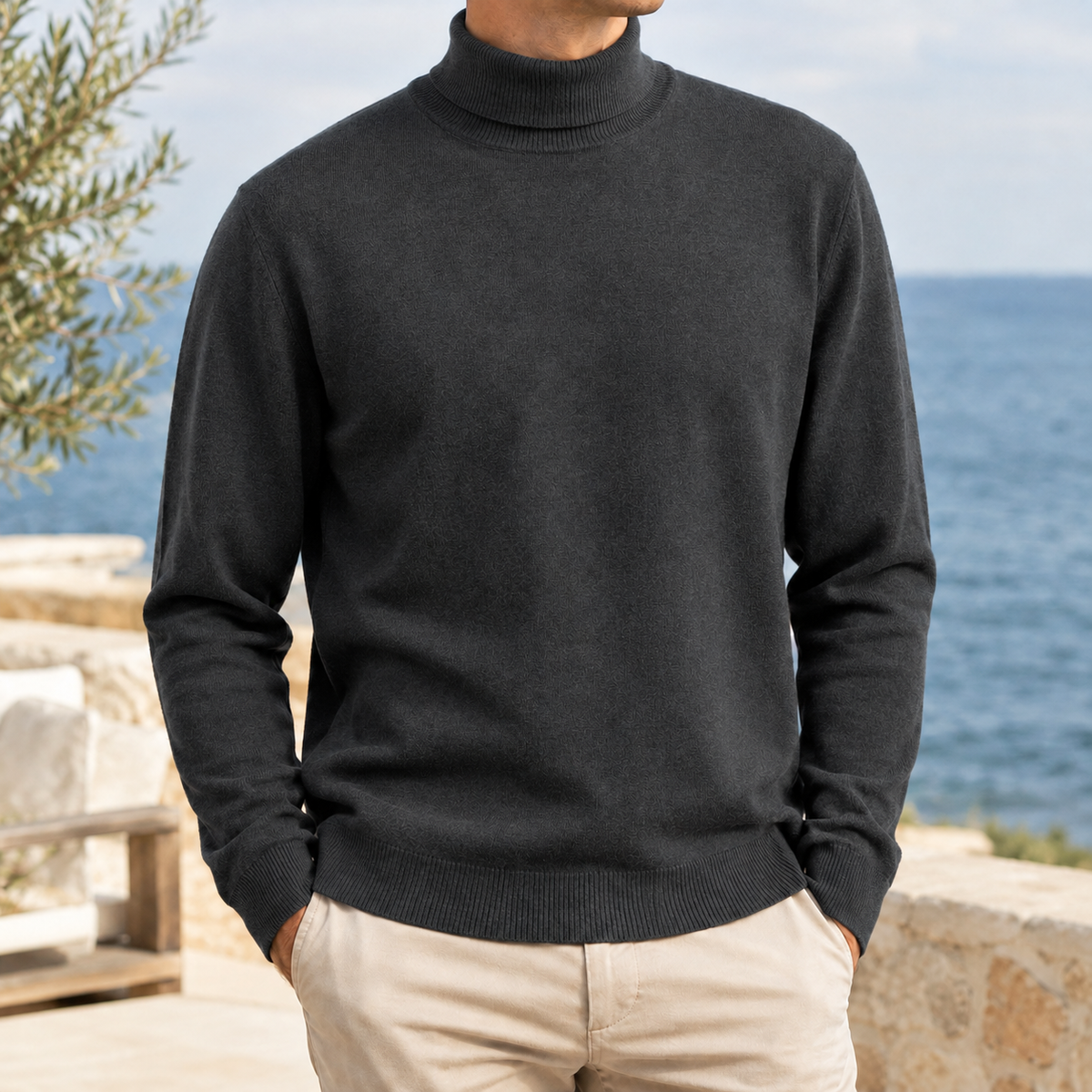 Luis Wool Turtleneck Sweater - Smoke Ink
