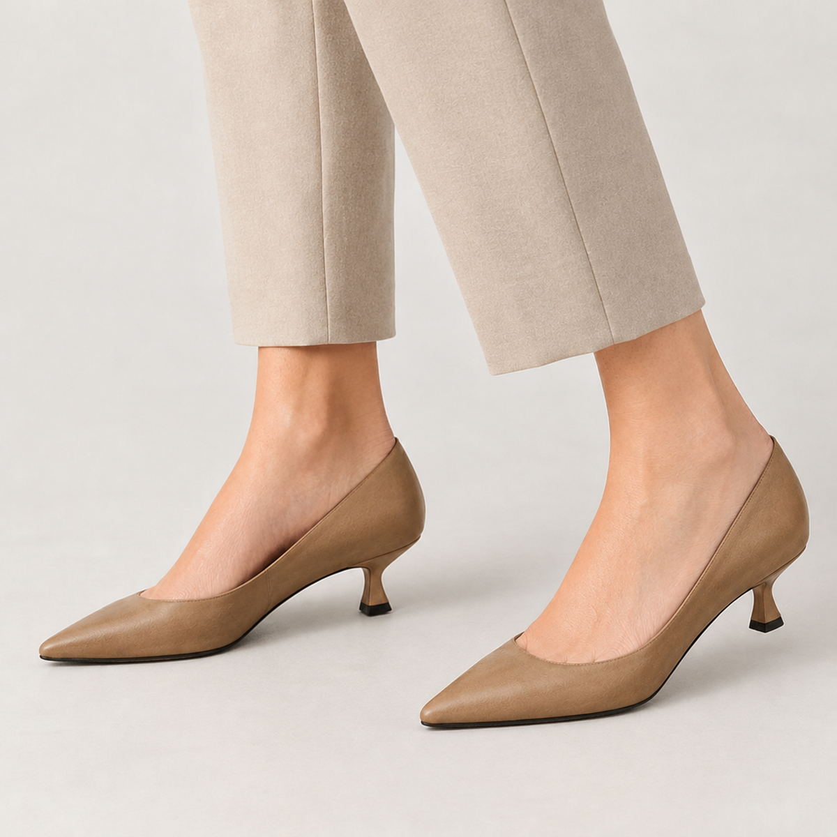 Arabella Pointed Toe Pumps - Khaki