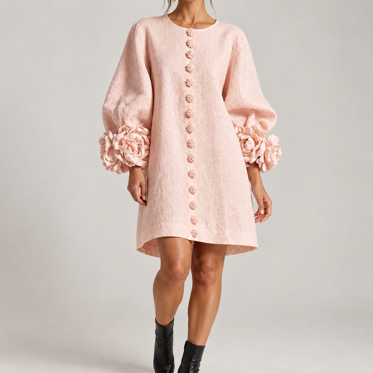 Helma Floral Cuff Dress - Pink