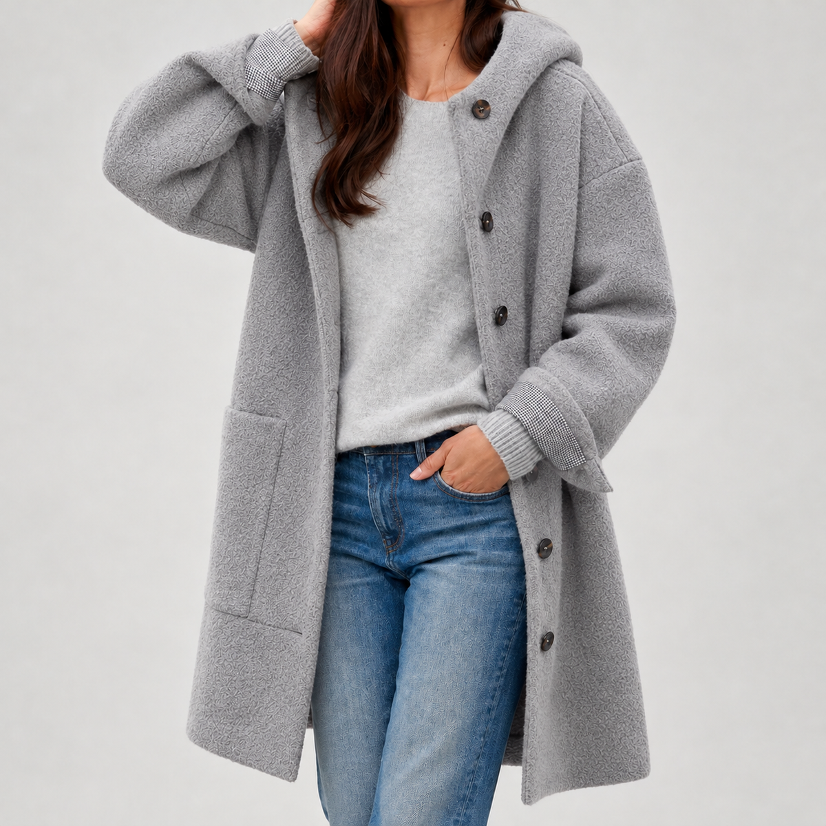 Hannelore Hooded Wool Coat - Gray