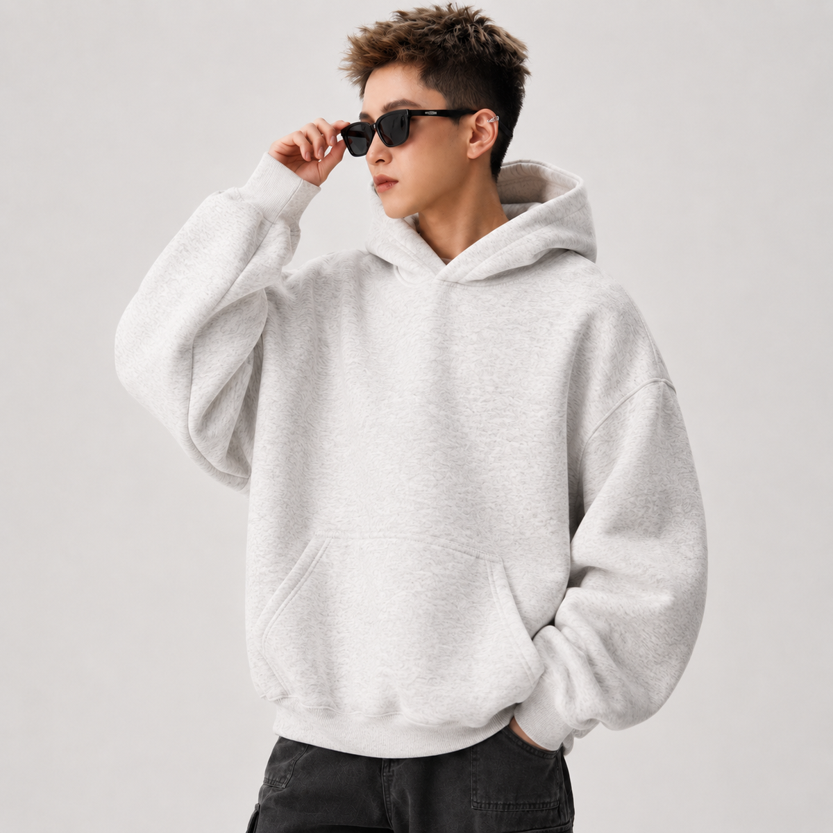 Valentin Oversized Hoodie - White Gray