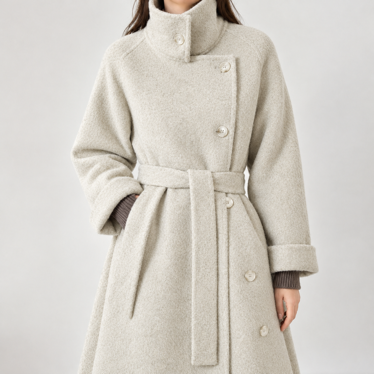 Lilli Belted Wool Coat - Oatmeal