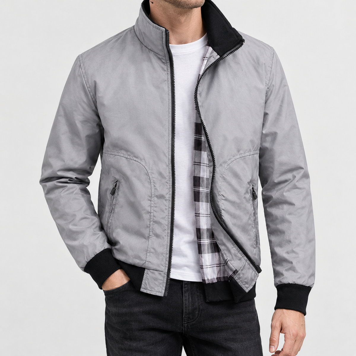 Cyrill Stand Collar Jacket - Gray