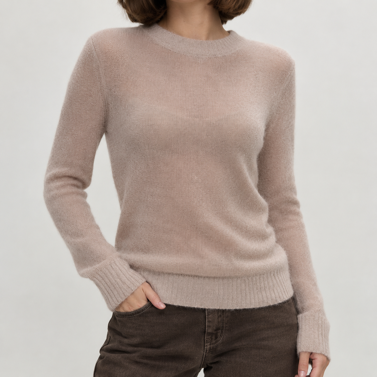 Erica Sheer Knit Sweater - Khaki