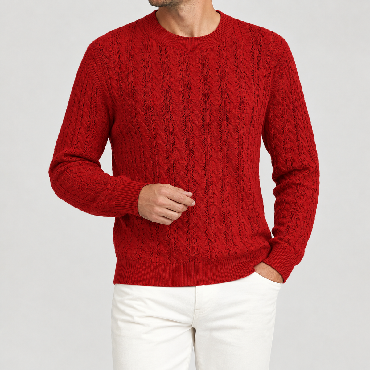 Salvador Cable Knit Sweater - Red
